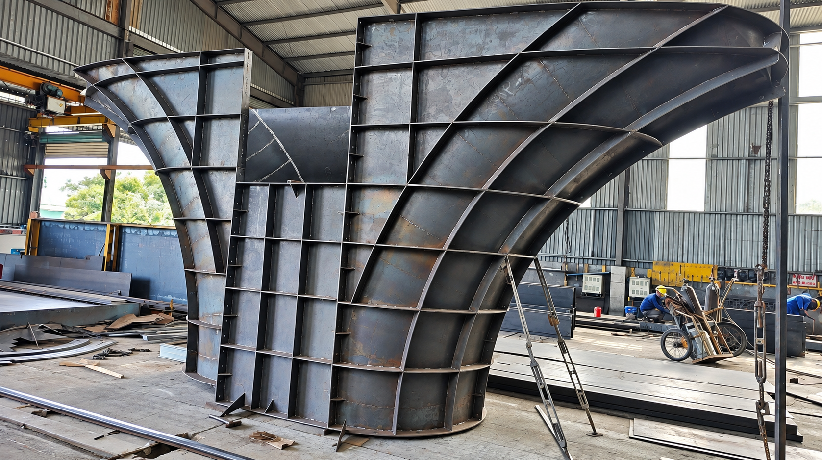 Gia công kết cấu thép cong theo bản vẽ